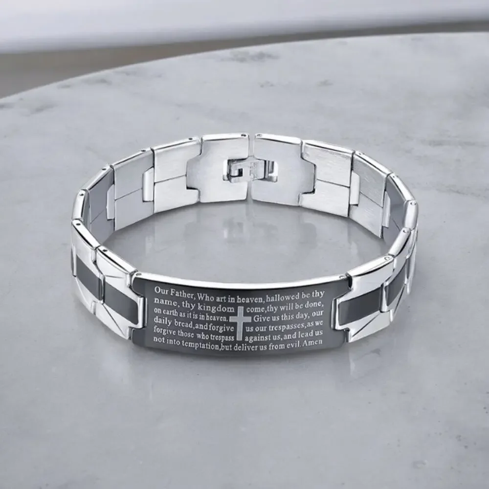 NEW  stainless steel Lord’s Prayer Christian men’s bracelet jewelry gift B21
